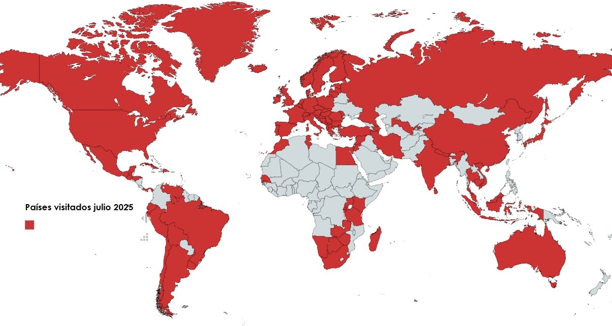 Julio 25 Mapa de países visitados diciembre 2023